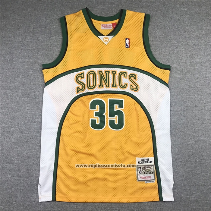Camiseta Seattle SuperSonics Kevin Durant #35 Mitchell & Ness 2007-08 Amarillo